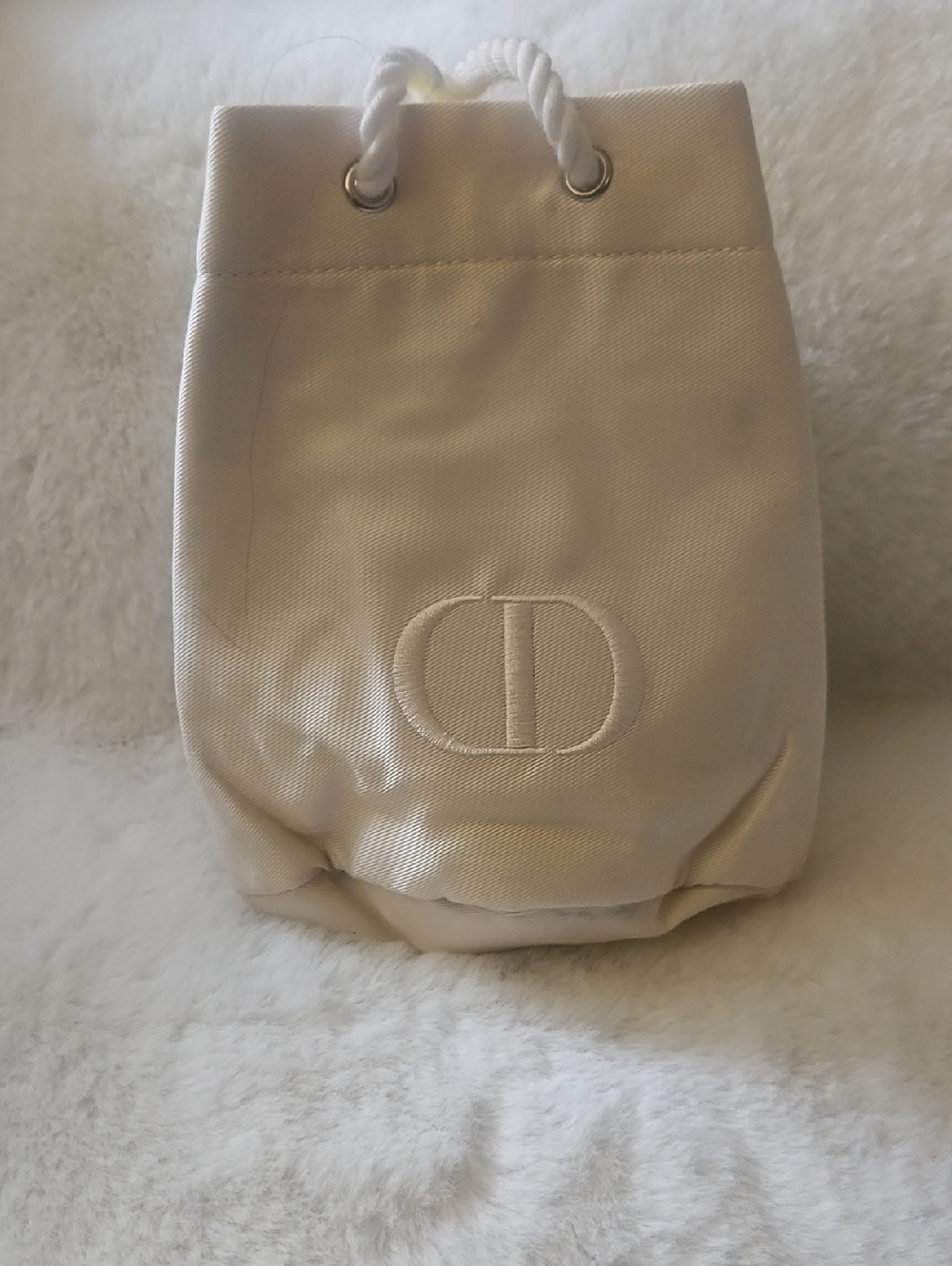 Christian Dior Cream Canvas Drawstring Bucket Bag